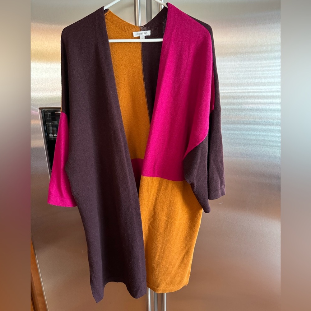 Johnny Was Wool / Cashmere Knit Colorblock Oversized Kimono Cover-Up Size L